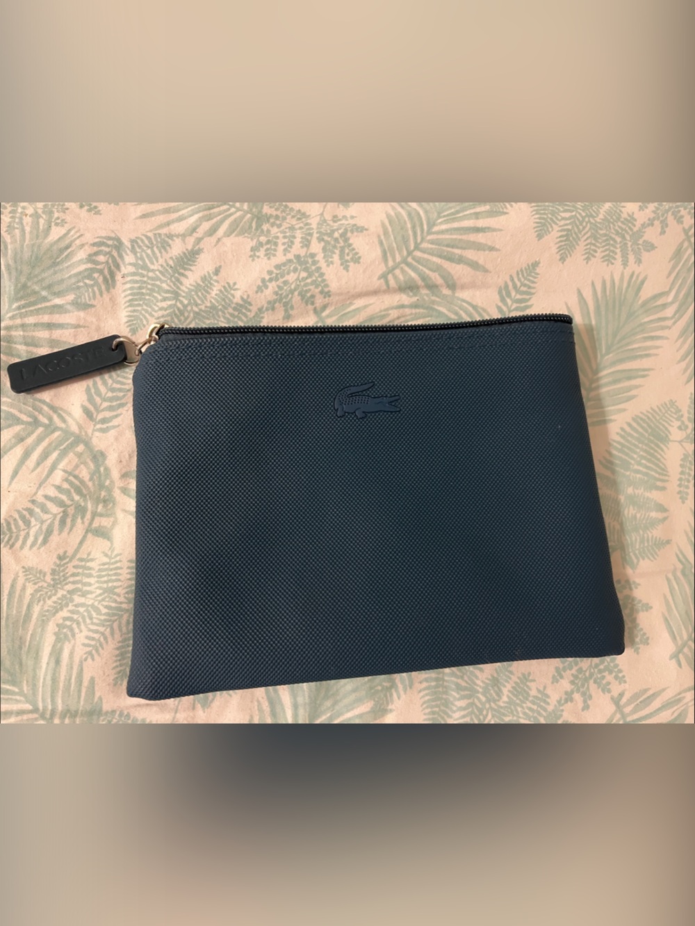 Lacoste Blue Textured Zip Toiletry Pouch